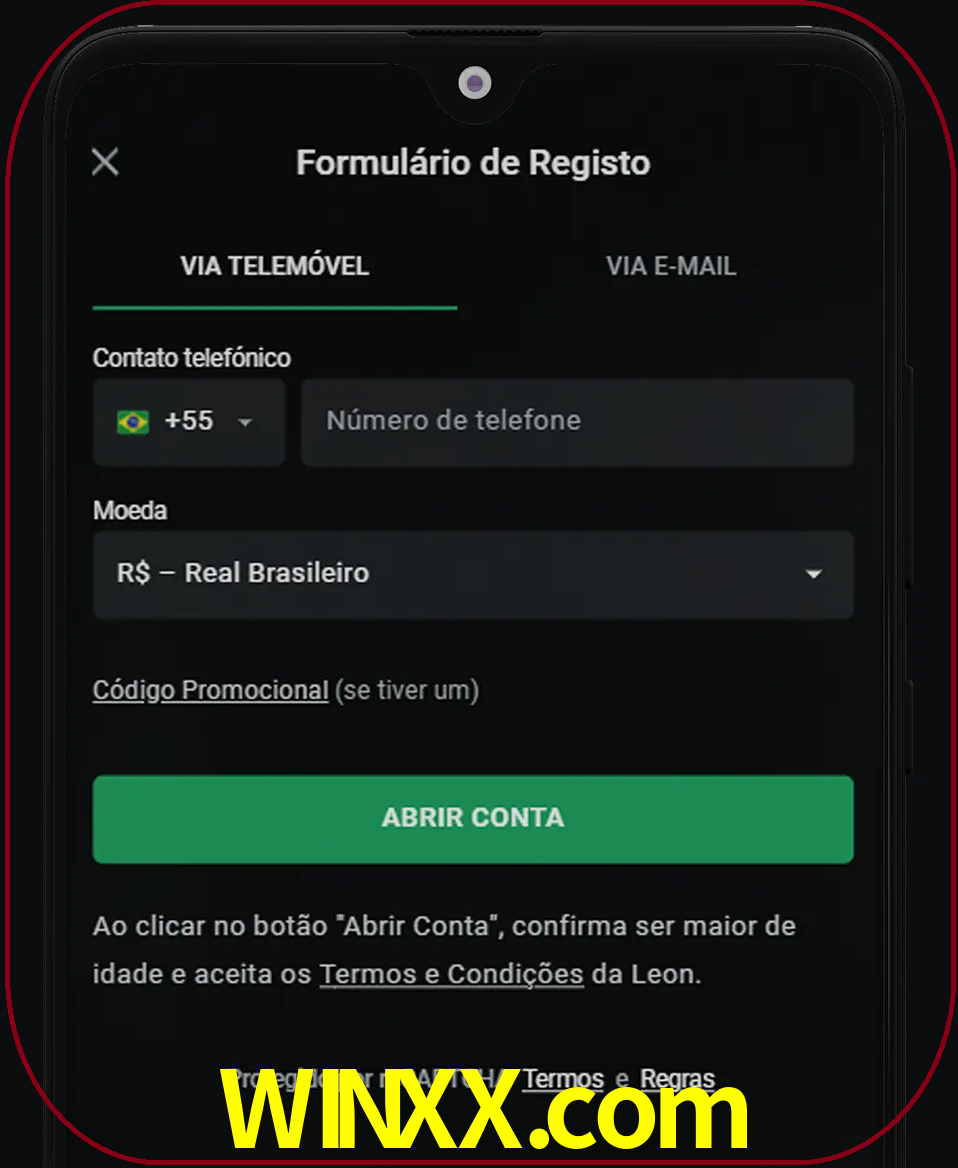 Abra o aplicativo e inicie o processo de registro.